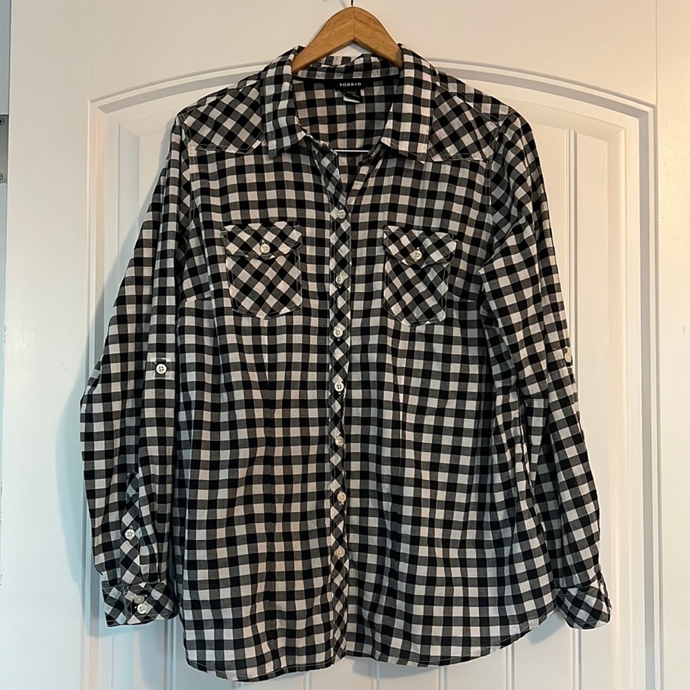 Torrid Gingham Button Down Blouse - image 3